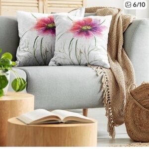 Floral Accent Pillow covers Set - Pink and Green